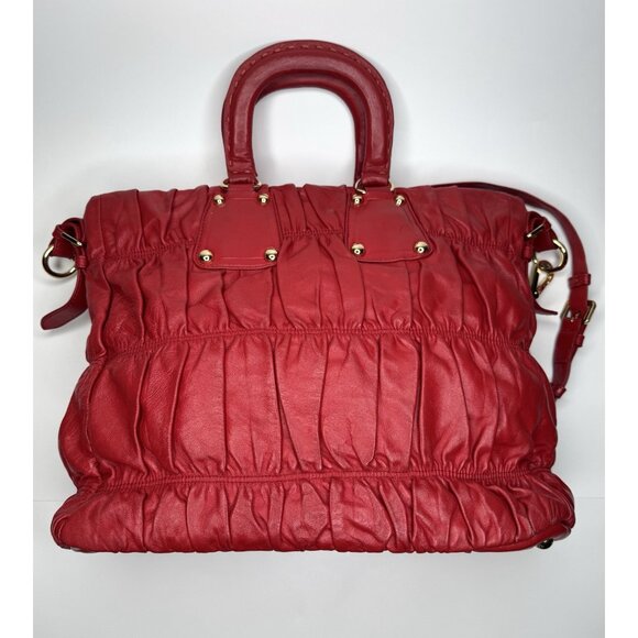 Prada Napa Gauffre Tessuto Red Leather Two Way Bag - Picture 3 of 16